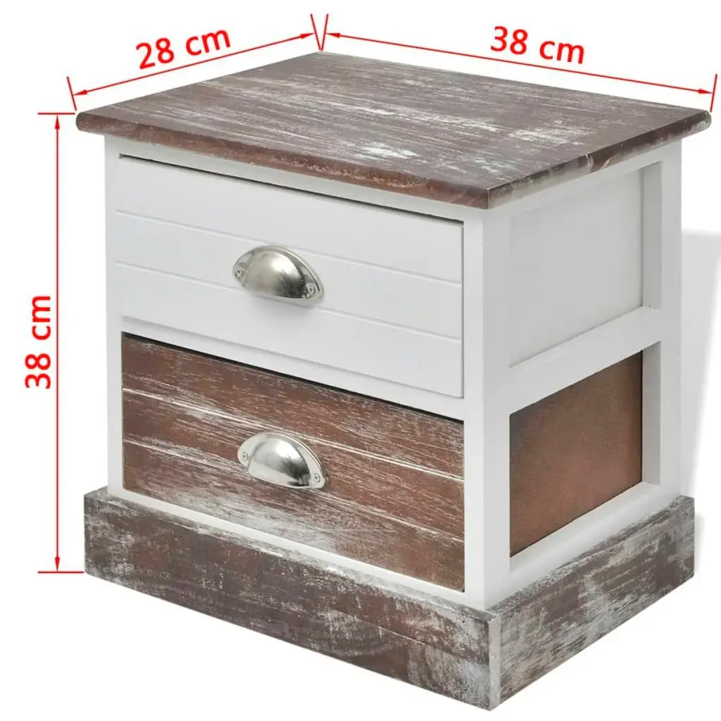 Bedside Cabinet Brown and White 242884