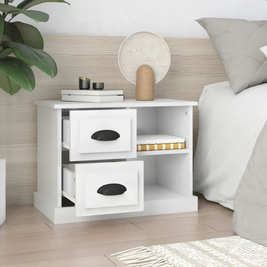 Bedside Cabinet High Gloss White 60x35.5x45 cm 816370