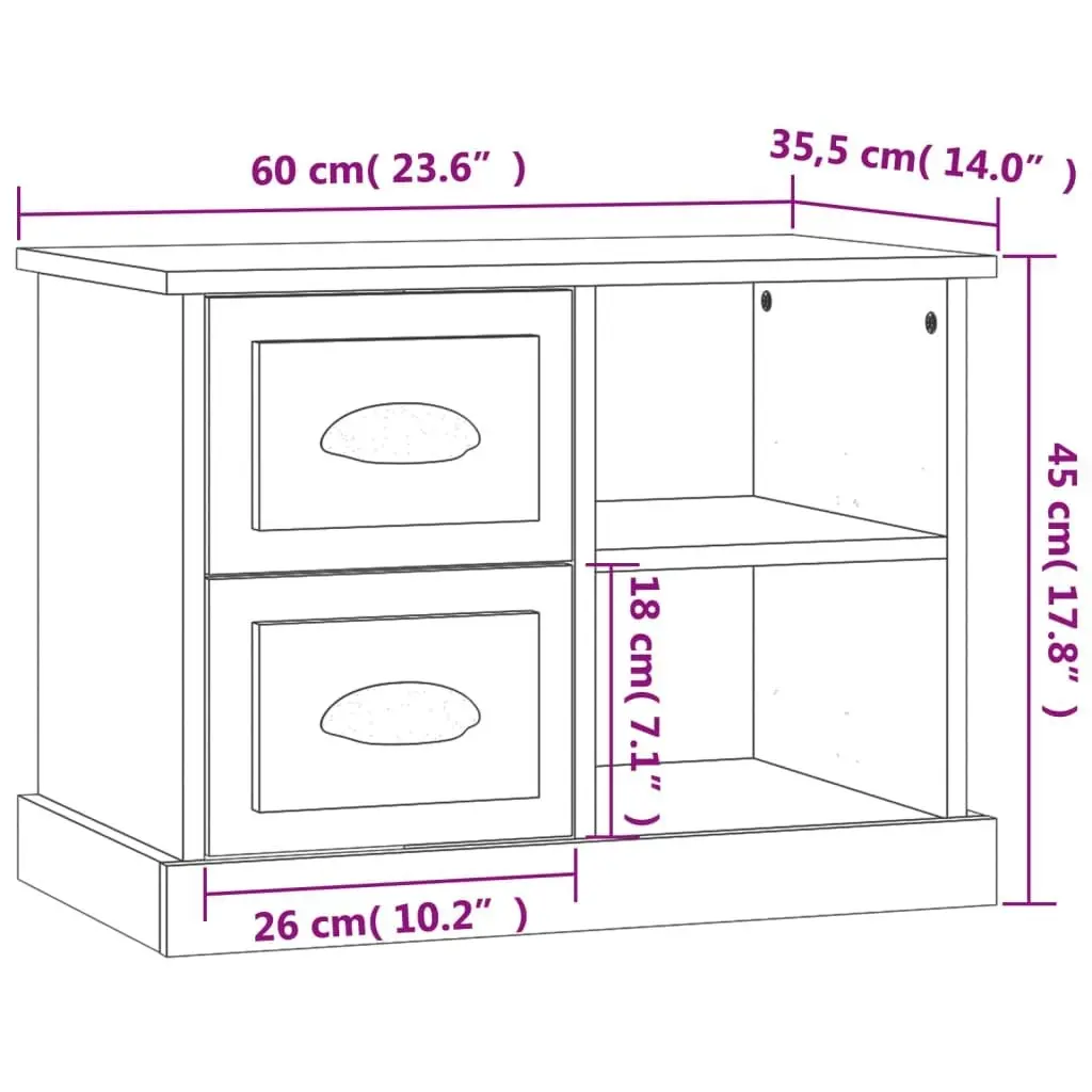 Bedside Cabinet High Gloss White 60x35.5x45 cm 816370