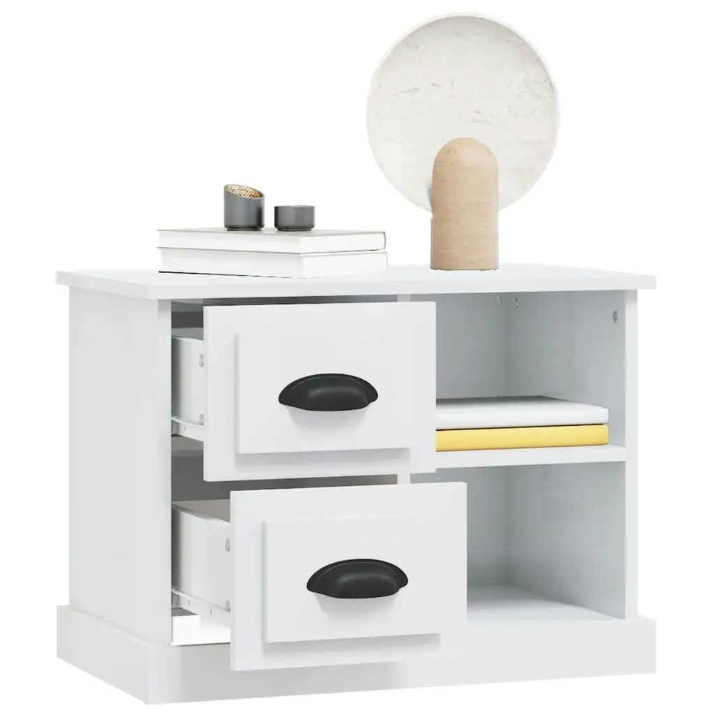 Bedside Cabinet High Gloss White 60x35.5x45 cm 816370