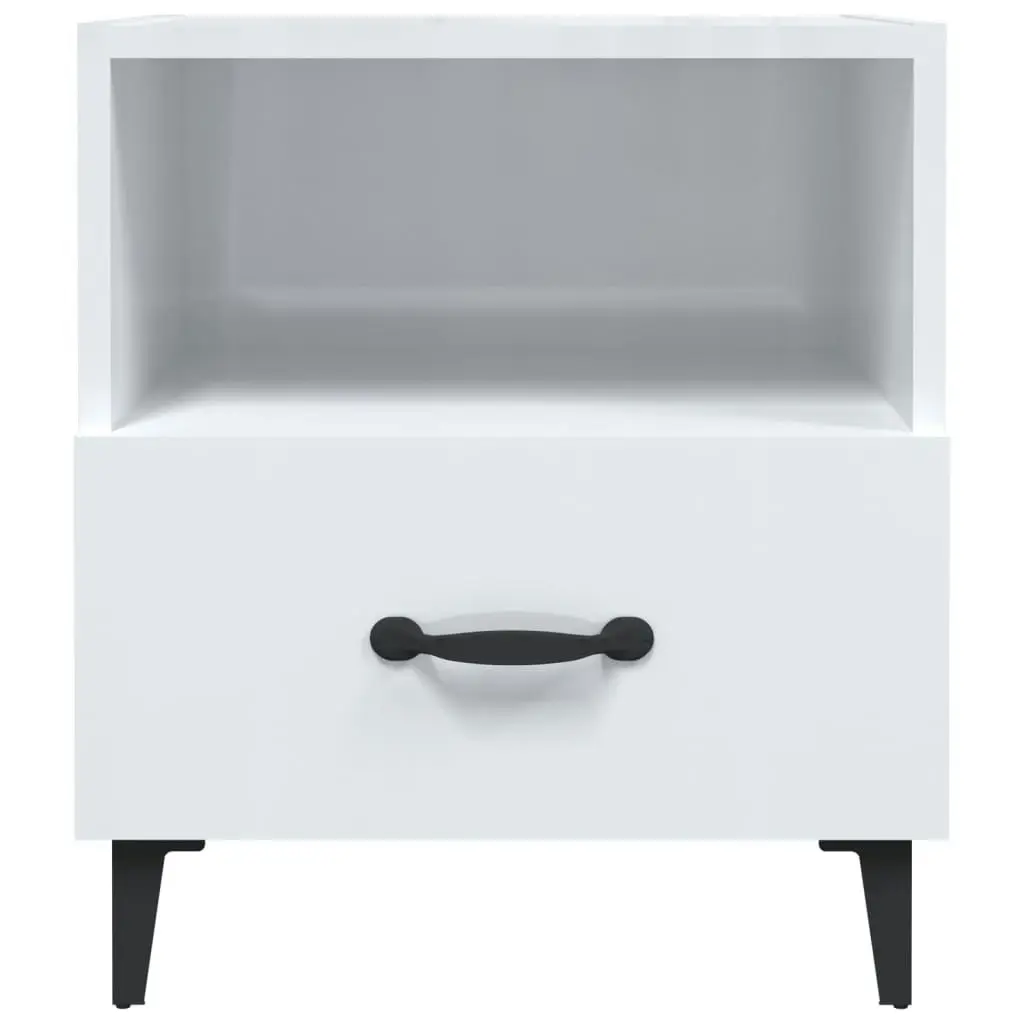 Bedside Cabinet High Gloss White Engineered Wood 812036