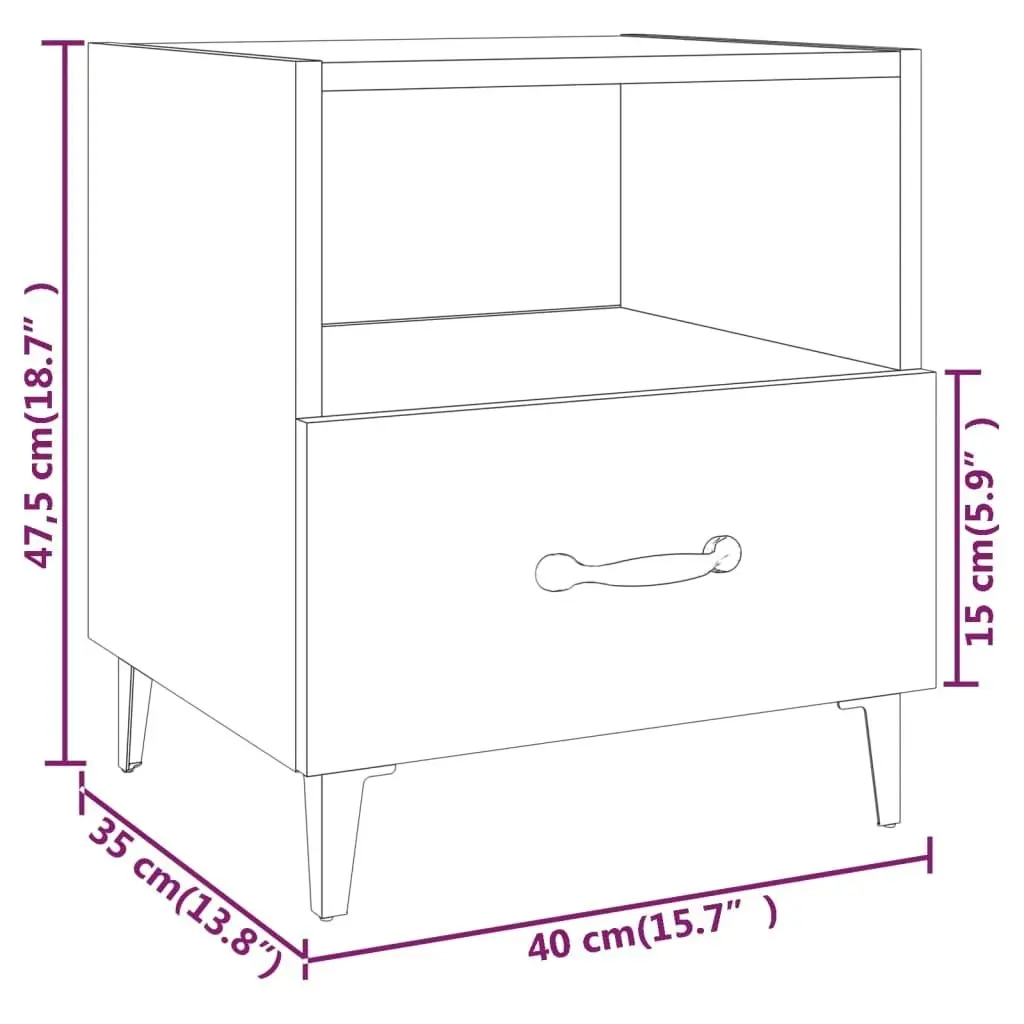 Bedside Cabinet High Gloss White Engineered Wood 812036