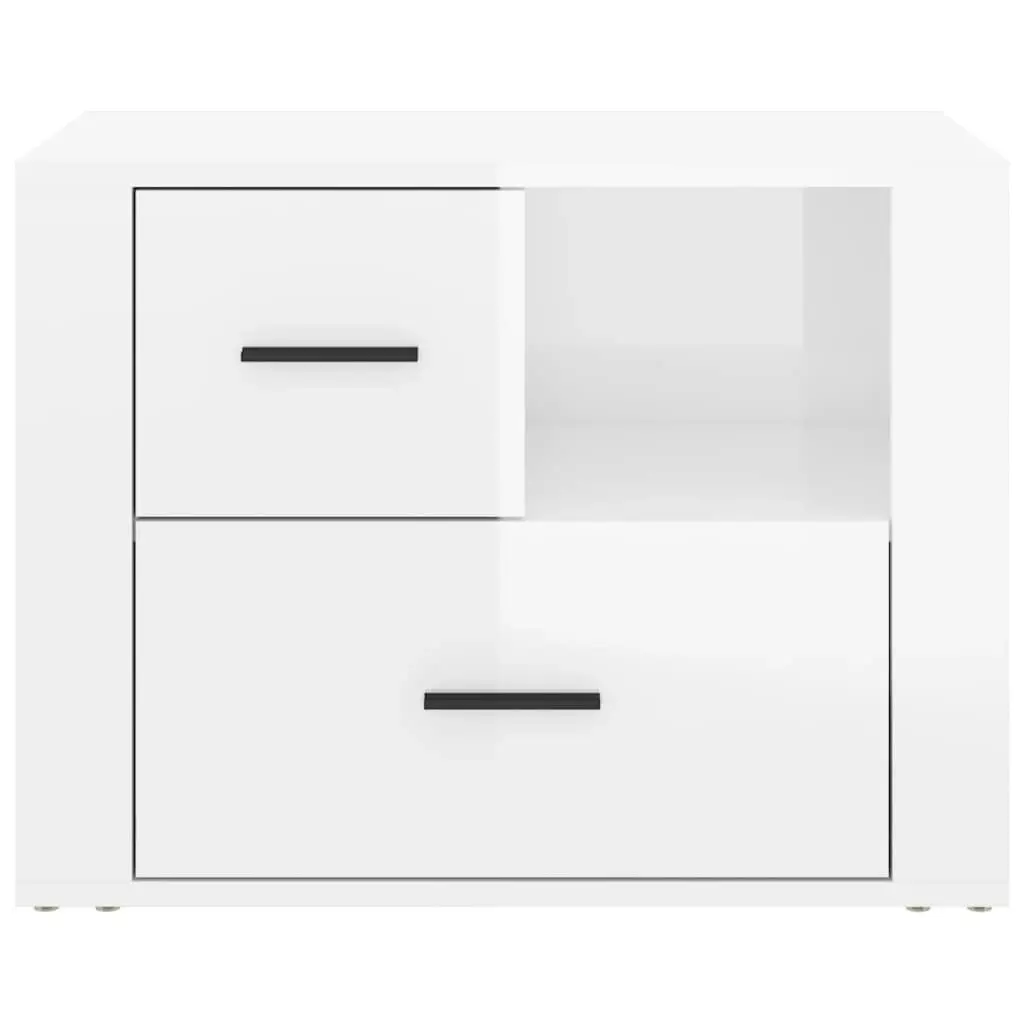 Bedside Cabinet High Gloss White 60x36x45 cm Engineered Wood 816738