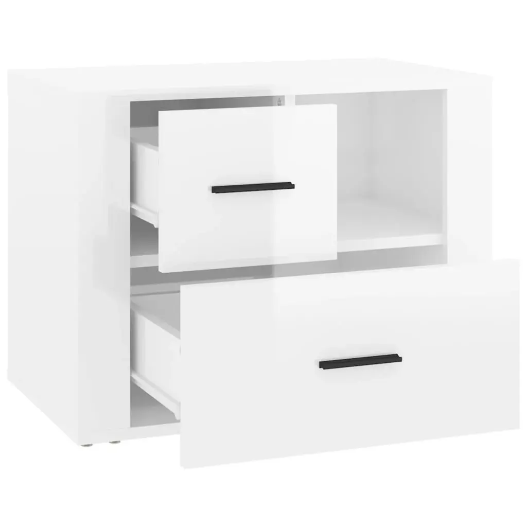 Bedside Cabinet High Gloss White 60x36x45 cm Engineered Wood 816738