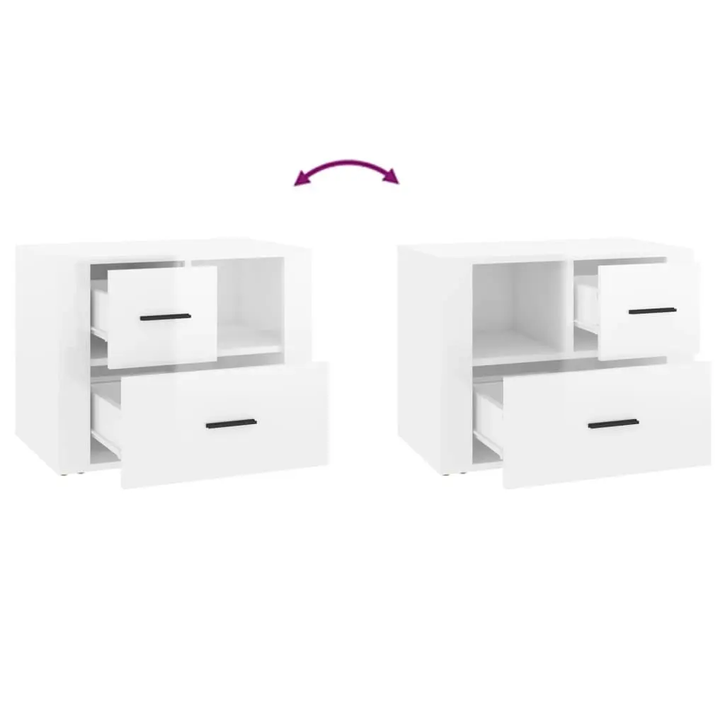 Bedside Cabinet High Gloss White 60x36x45 cm Engineered Wood 816738