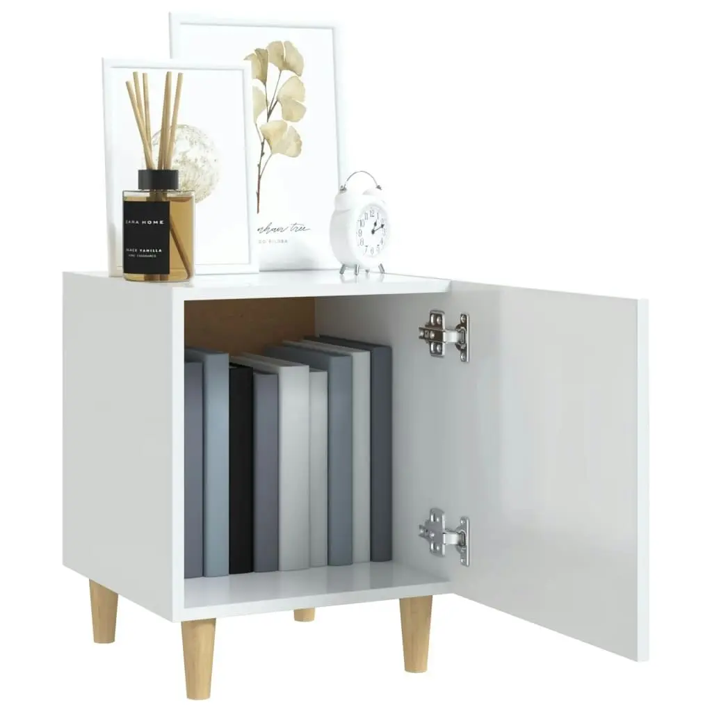 Bedside Cabinet High Gloss White Engineered Wood 812054