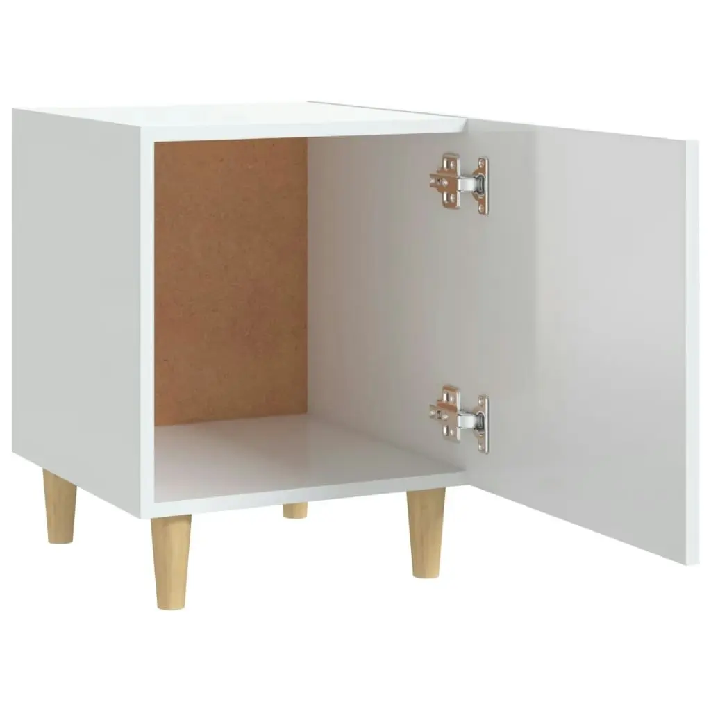 Bedside Cabinet High Gloss White Engineered Wood 812054