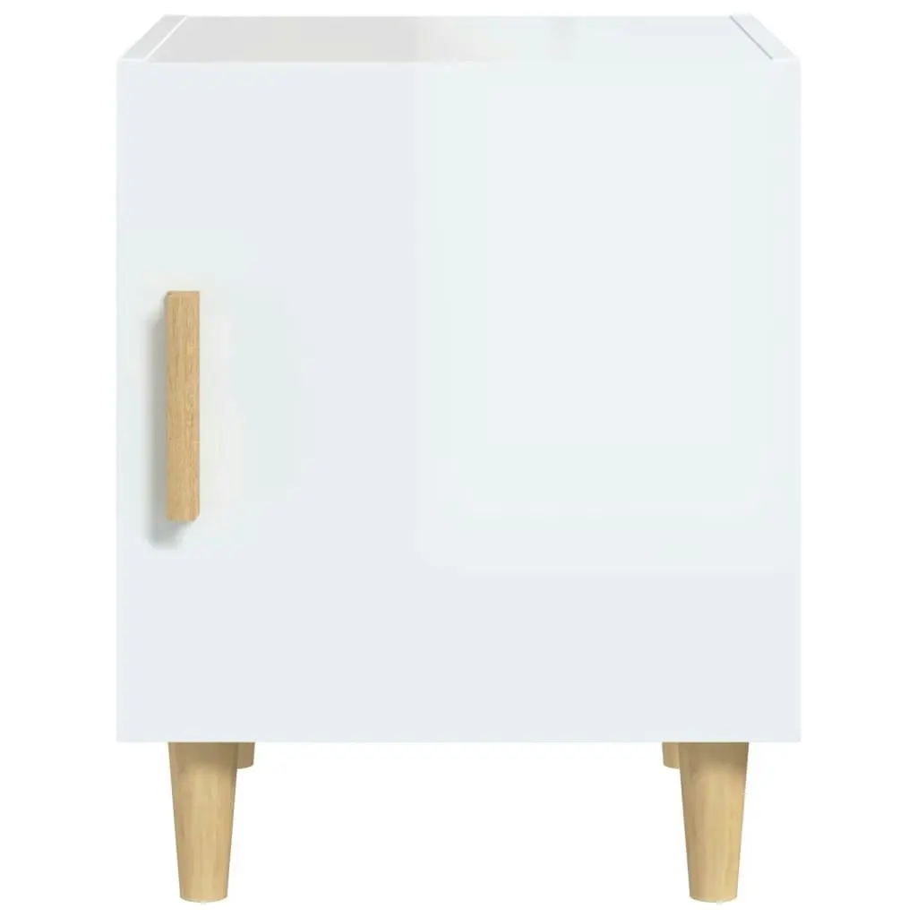 Bedside Cabinet High Gloss White Engineered Wood 812054