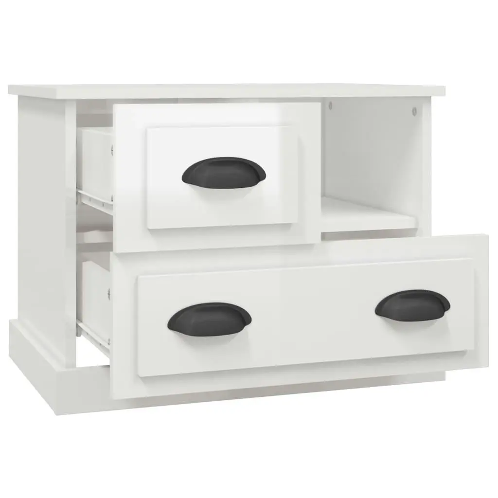 Bedside Cabinet High Gloss White 60x39x45 cm 816362