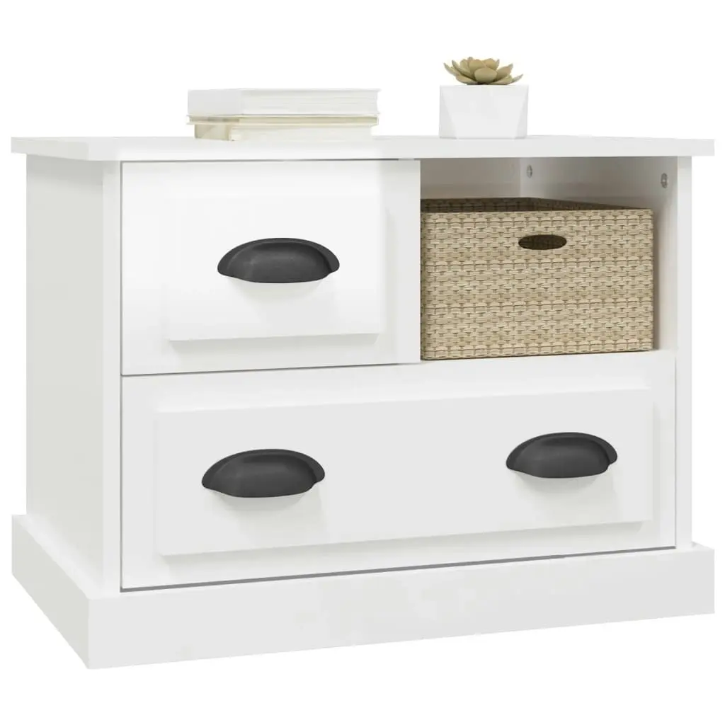 Bedside Cabinet High Gloss White 60x39x45 cm 816362