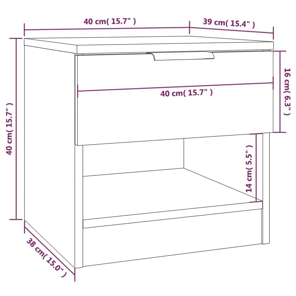 Bedside Cabinet High Gloss White Engineered Wood 811262