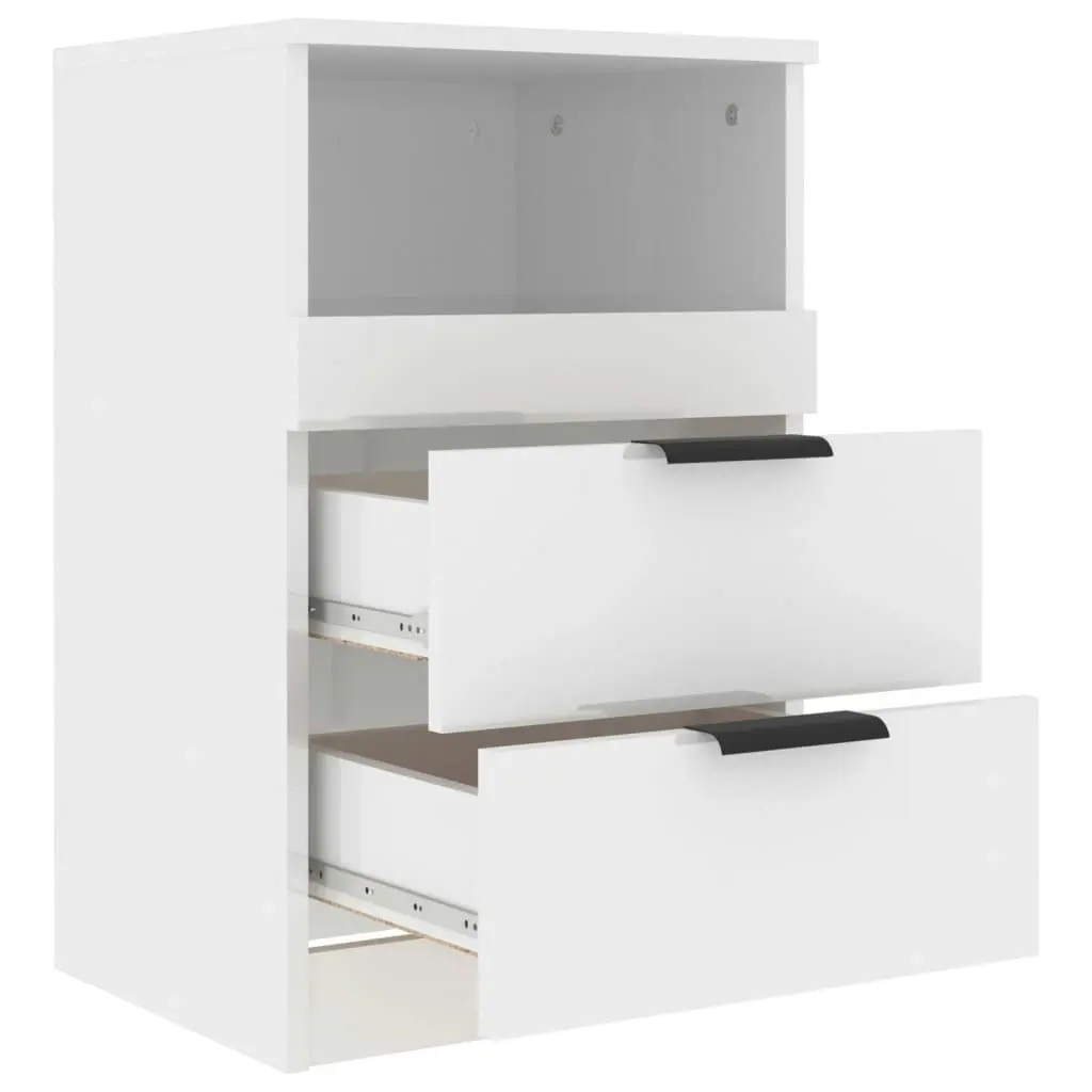 Bedside Cabinet High Gloss White Engineered Wood 811244