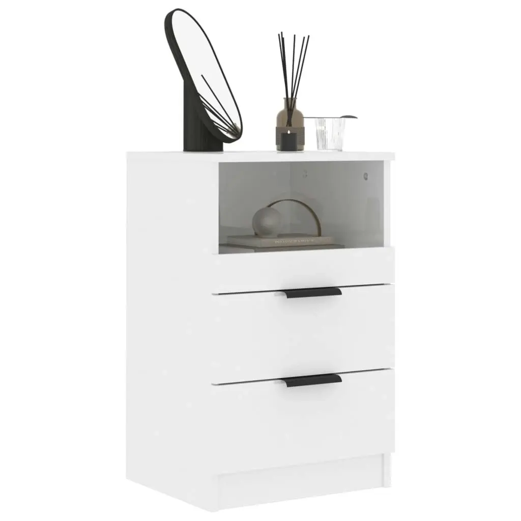 Bedside Cabinet High Gloss White Engineered Wood 811244