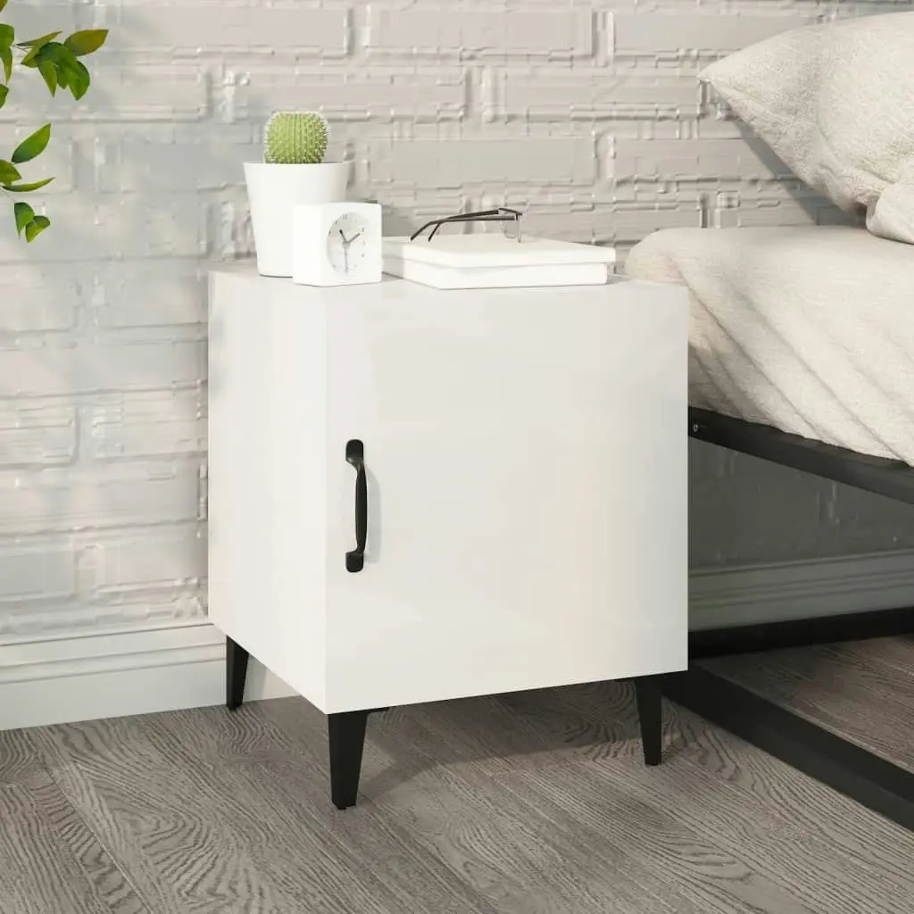 Bedside Cabinet High Gloss White Engineered Wood 812072