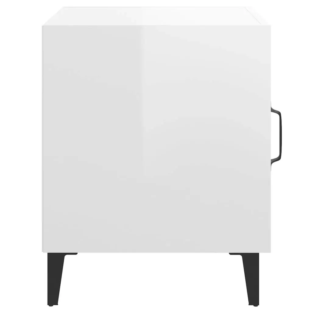 Bedside Cabinet High Gloss White Engineered Wood 812072