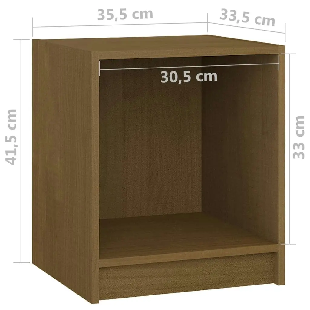 Bedside Cabinet Honey Brown 35.5x33.5x41.5 cm Solid Pinewood 809925