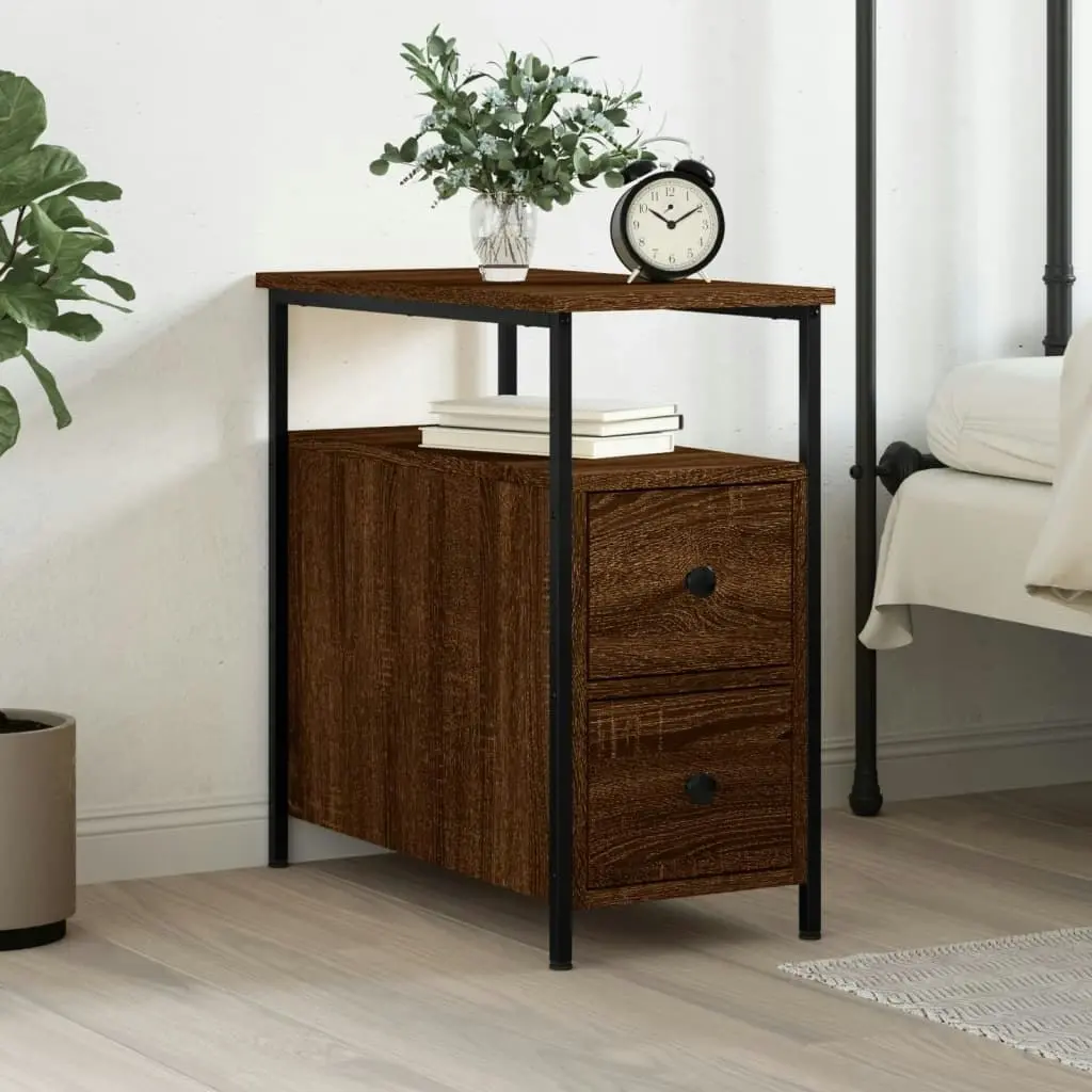 Bedside Cabinet Brown Oak 30x60x60 cm Engineered Wood 826071