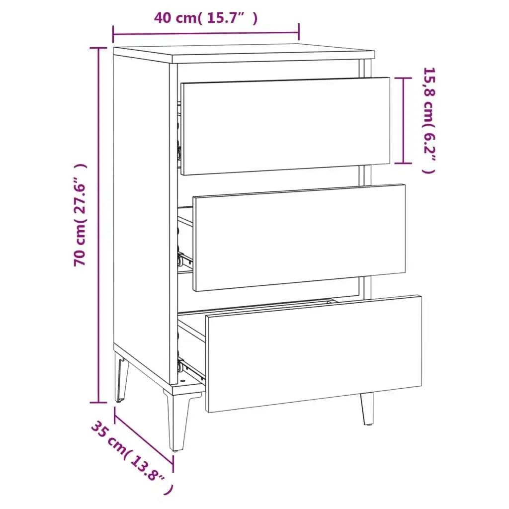 Bedside Cabinet Brown Oak 40x35x70 cm Engineered Wood 819675