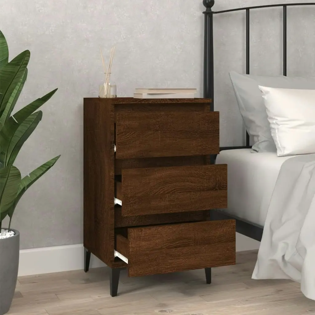 Bedside Cabinet Brown Oak 40x35x70 cm Engineered Wood 819675