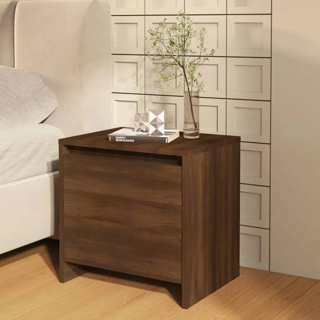 Bedside Cabinet Brown Oak 45x34x44.5cm Engineered Wood 813048