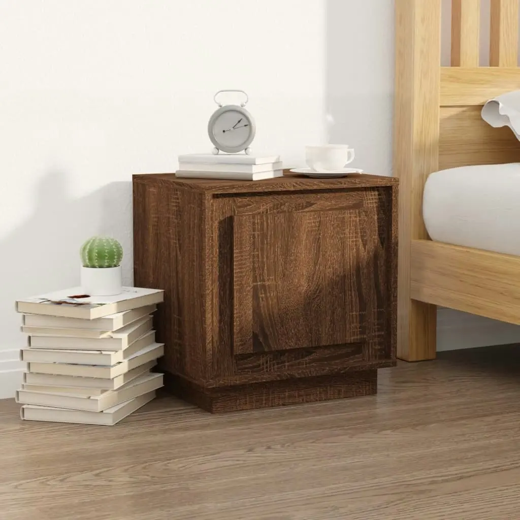 Bedside Cabinet Brown Oak 44x35x45 cm Engineered Wood 819850