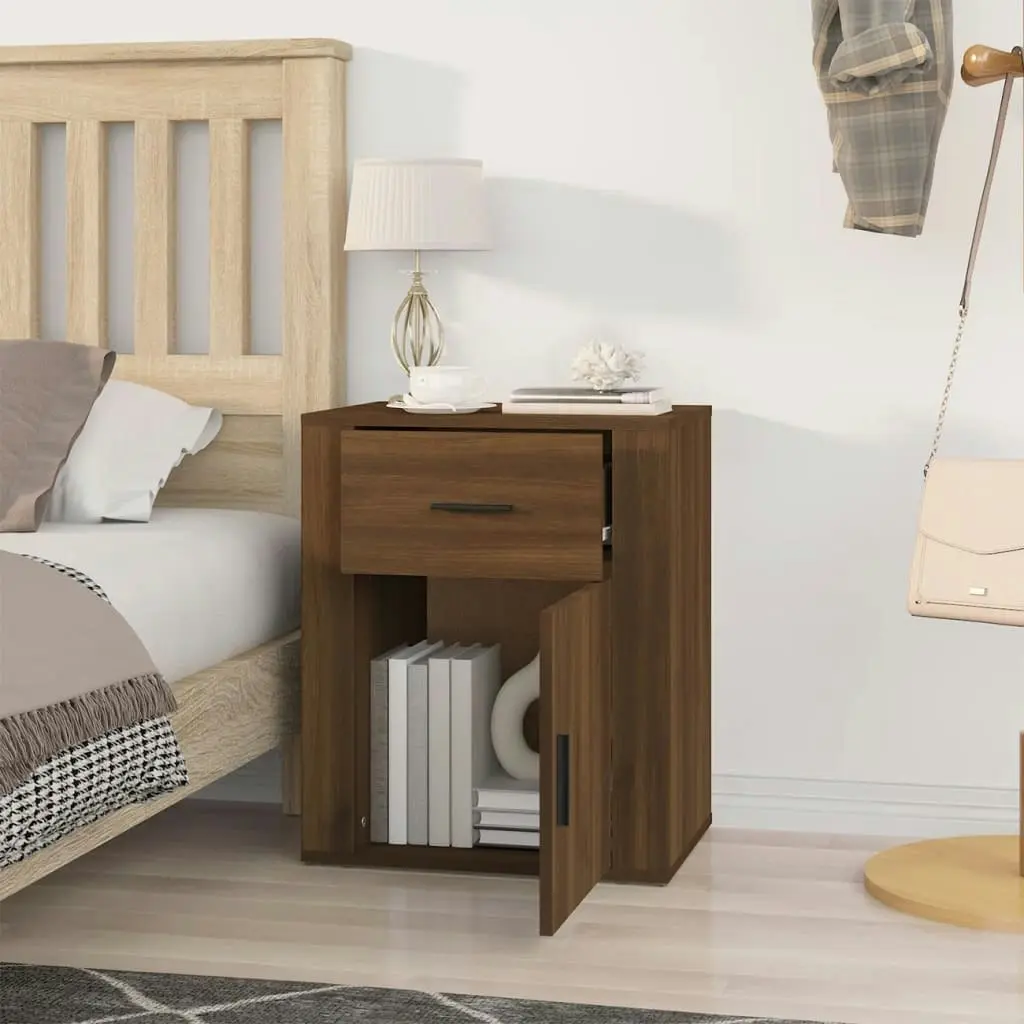 Bedside Cabinet Brown Oak 50x36x60 cm Engineered Wood 816727