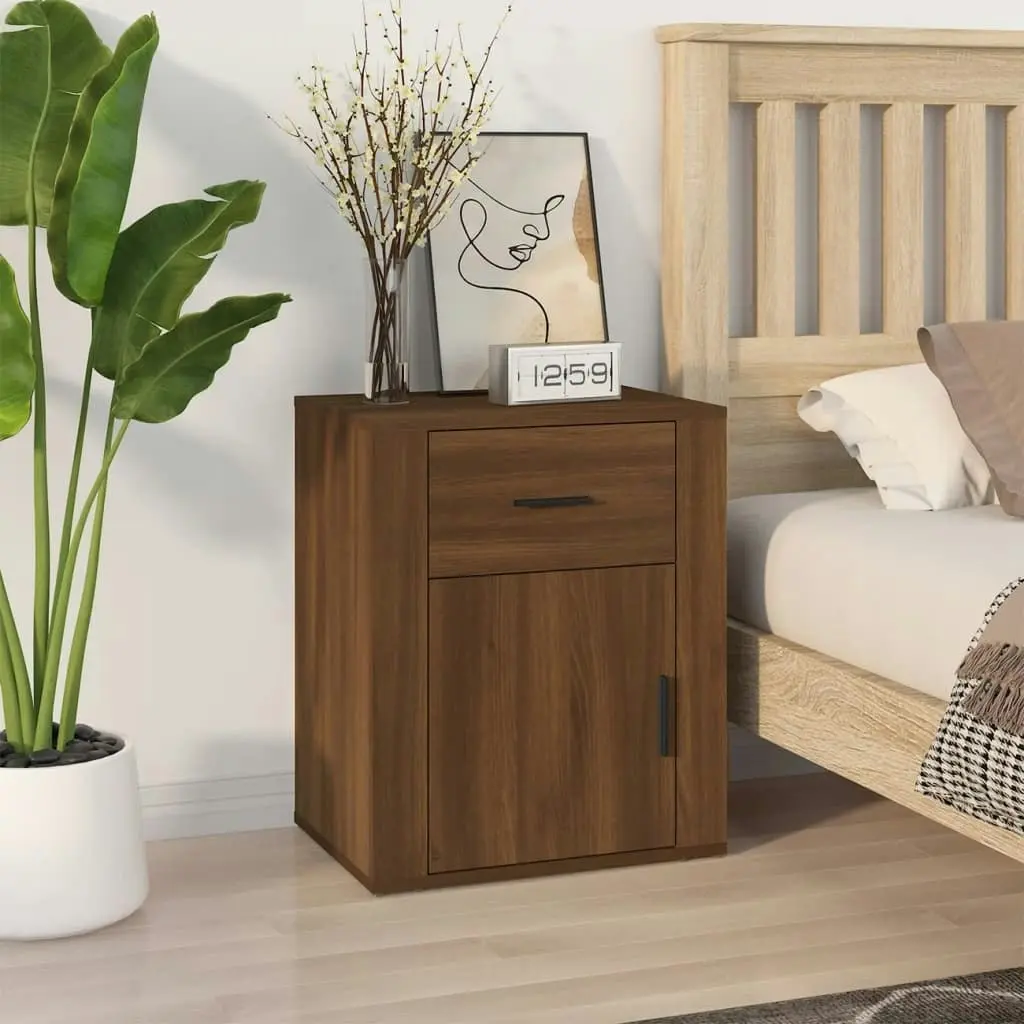 Bedside Cabinet Brown Oak 50x36x60 cm Engineered Wood 816727