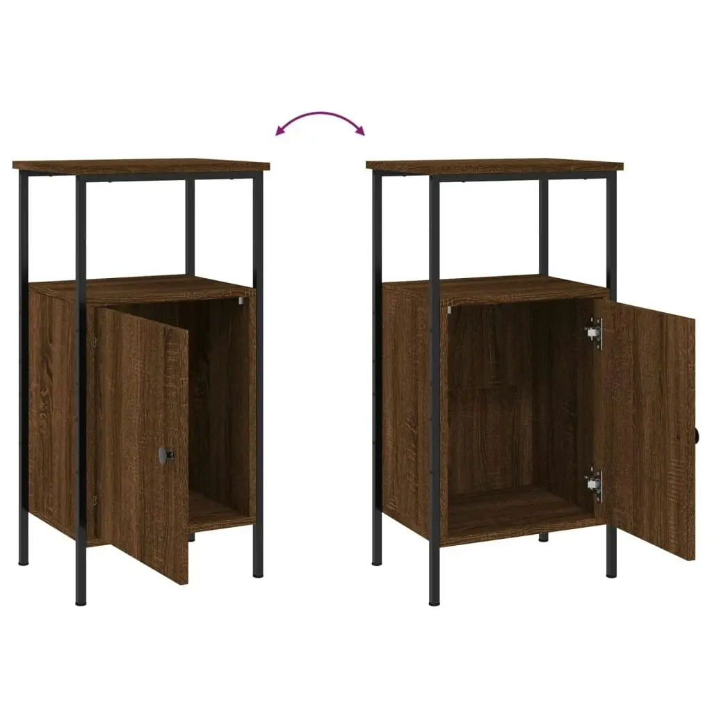 Bedside Cabinet Brown Oak 41x31x80 cm Engineered Wood 825931