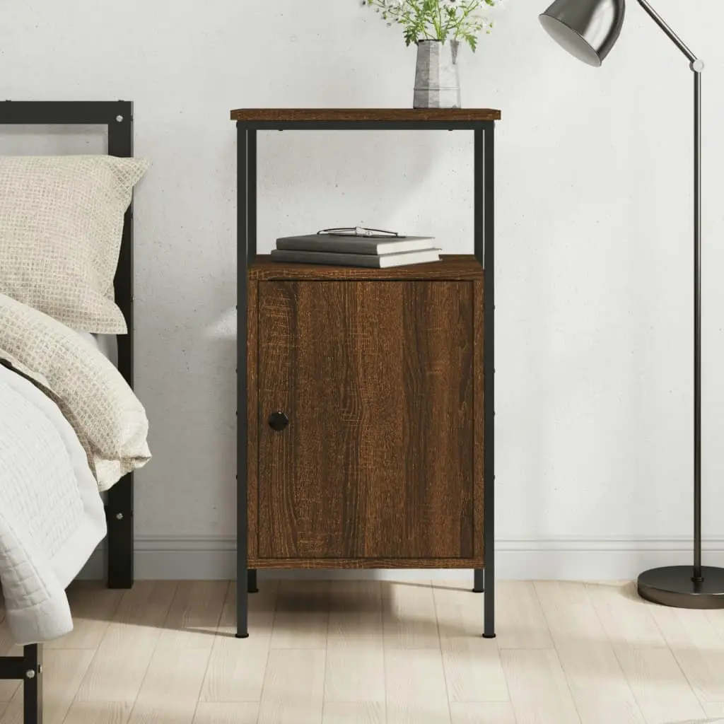 Bedside Cabinet Brown Oak 41x31x80 cm Engineered Wood 825931