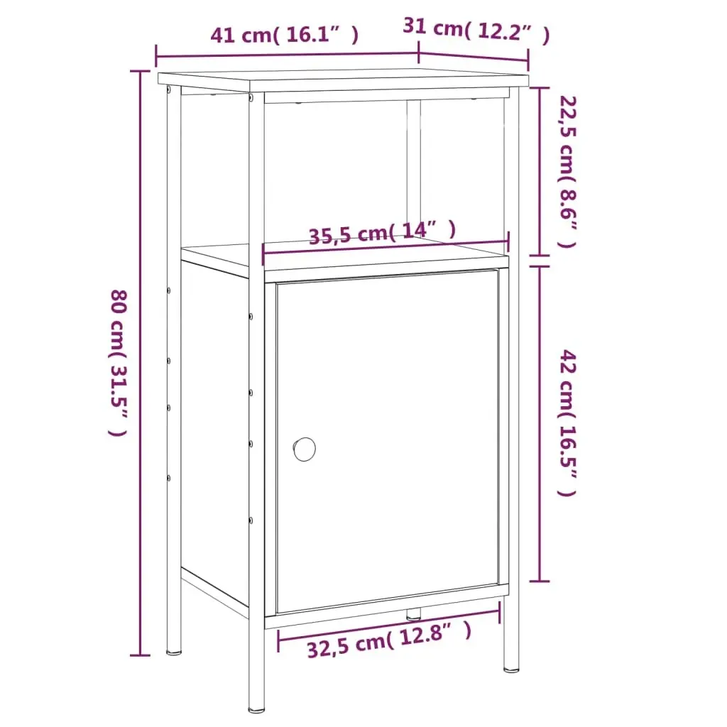 Bedside Cabinet Brown Oak 41x31x80 cm Engineered Wood 825931