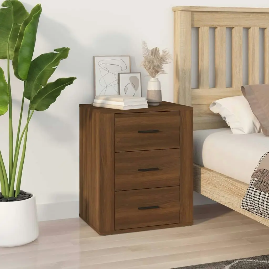 Bedside Cabinet Brown Oak 50x36x60 cm Engineered Wood 816719