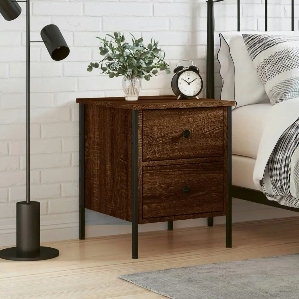 Bedside Cabinet Brown Oak 40x42x50 cm Engineered Wood 825991