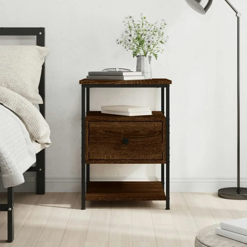 Bedside Cabinet Brown Oak 40x42x56 cm Engineered Wood 826031