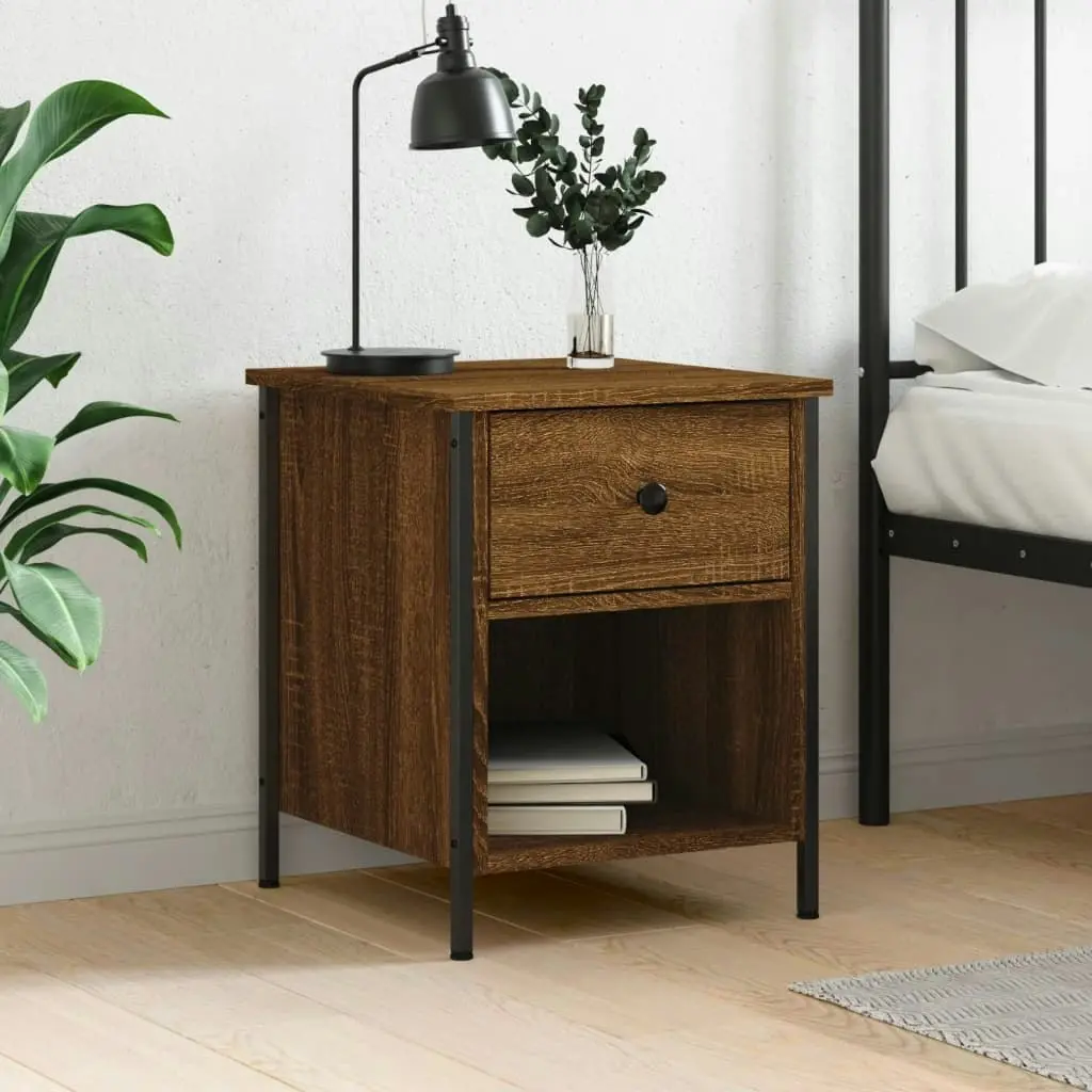 Bedside Cabinet Brown Oak 40x42x50 cm Engineered Wood 825941