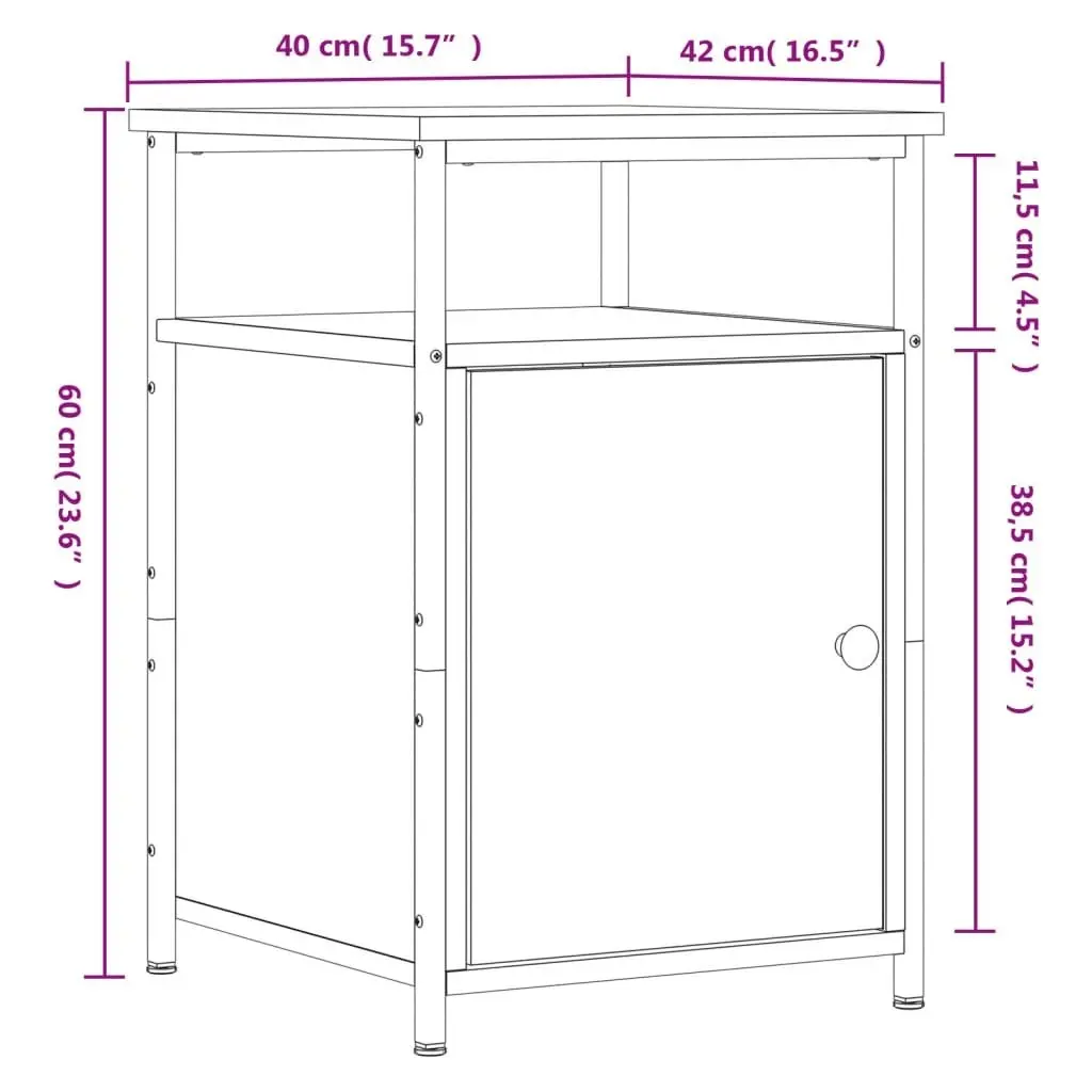 Bedside Cabinet Brown Oak 40x42x60 cm Engineered Wood 826041