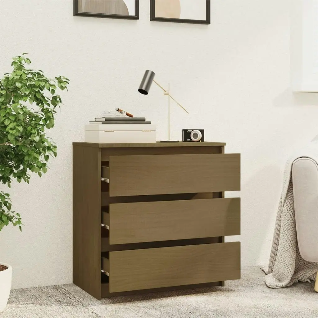 Bedside Cabinet Honey Brown 60x36x64 cm Solid Pinewood 808096