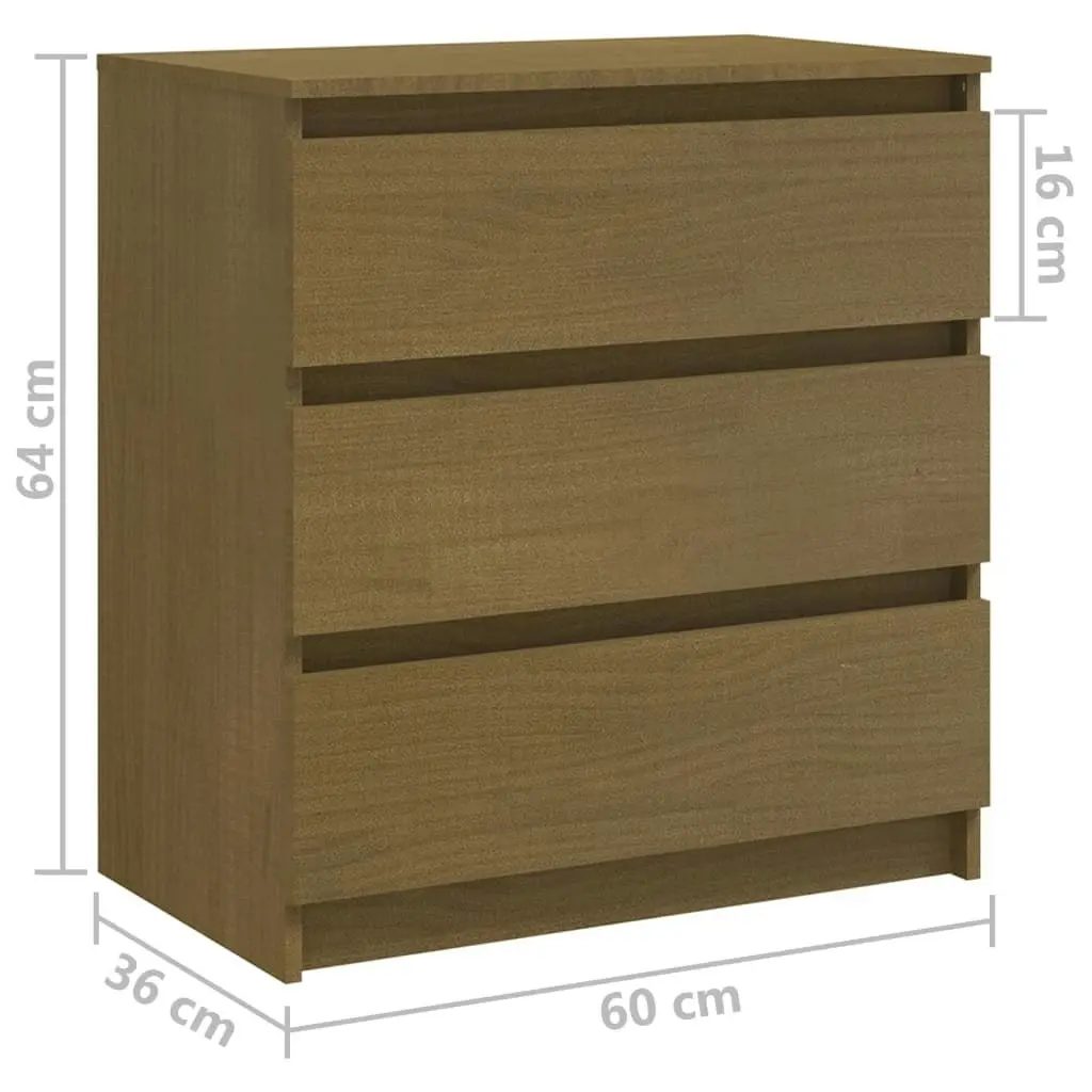 Bedside Cabinet Honey Brown 60x36x64 cm Solid Pinewood 808096