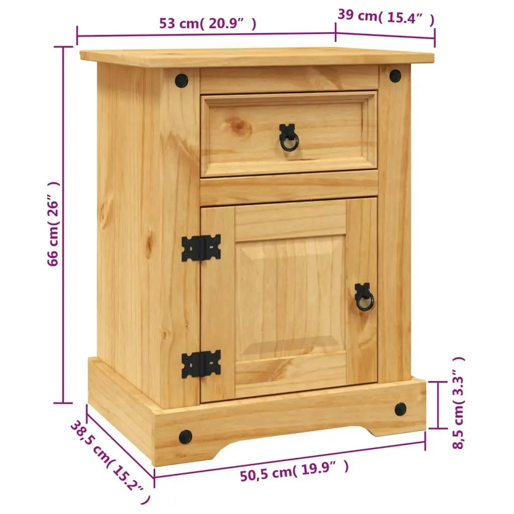 Bedside Cabinet Mexican Pine Corona Range 53x39x66 cm 243730