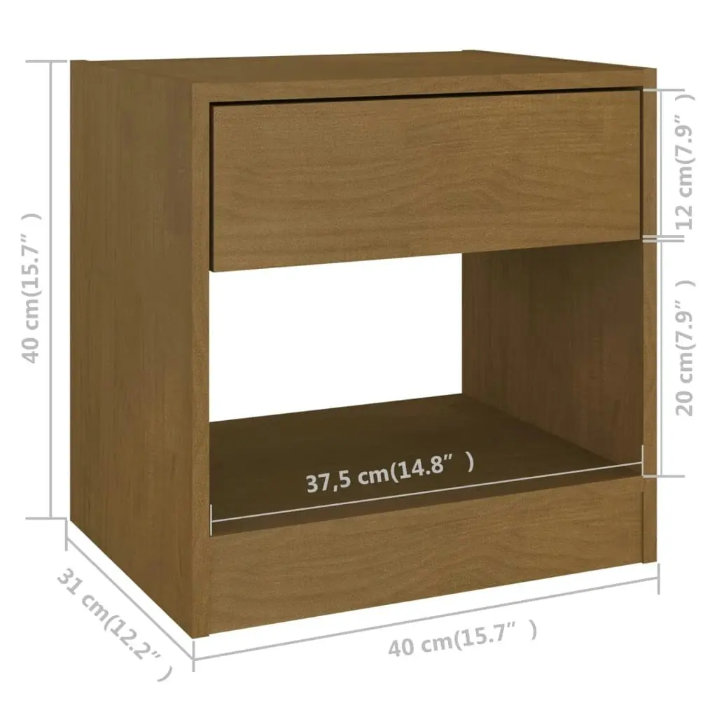 Bedside Cabinet Honey Brown 40x31x40 cm Solid Pinewood 808069