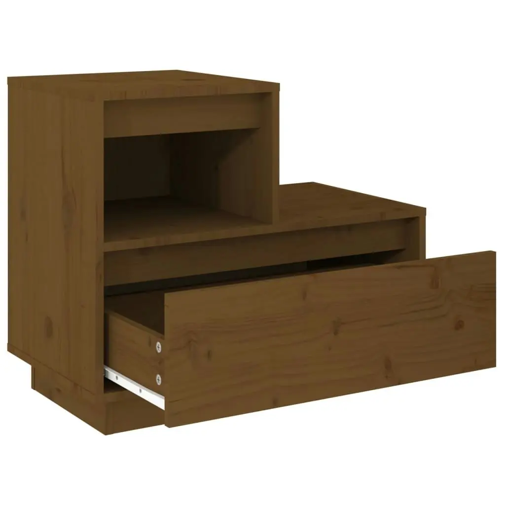 Bedside Cabinet Honey Brown 60x34x51 cm Solid Wood Pine 814380