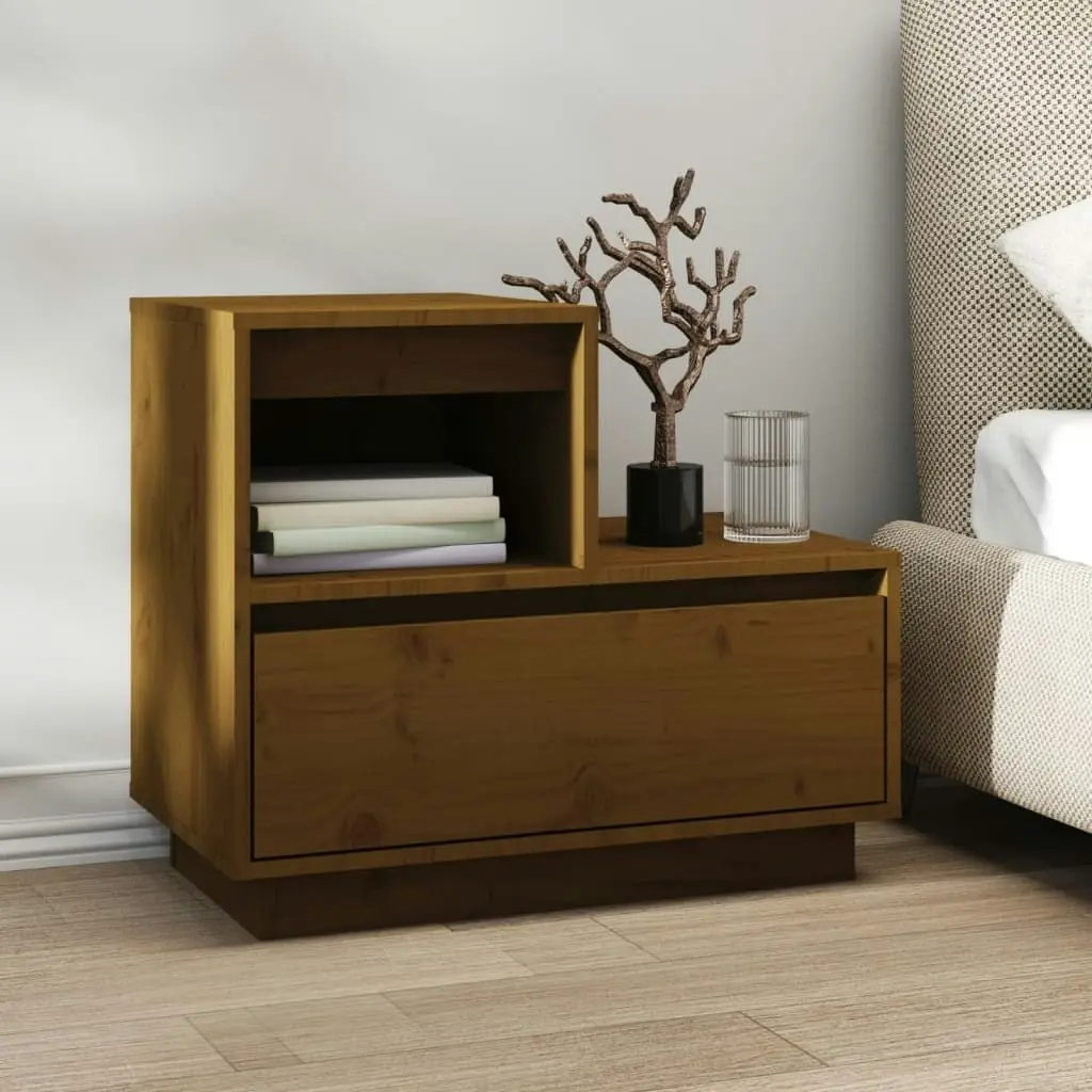 Bedside Cabinet Honey Brown 60x34x51 cm Solid Wood Pine 814380