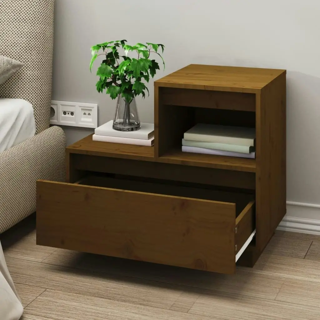 Bedside Cabinet Honey Brown 60x34x51 cm Solid Wood Pine 814380