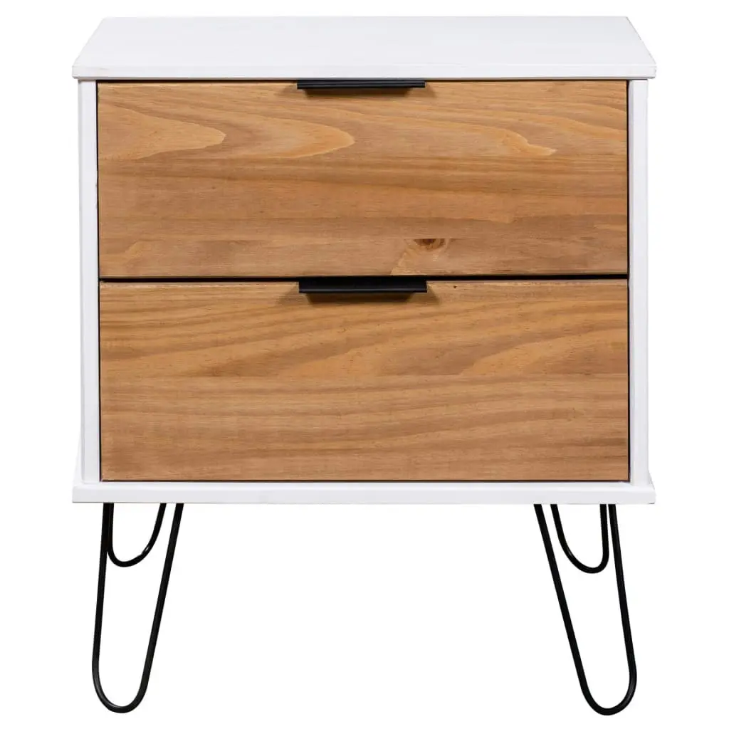 Bedside Cabinet Light Wood and White 45x39.5x57 cm Pine Wood 321119