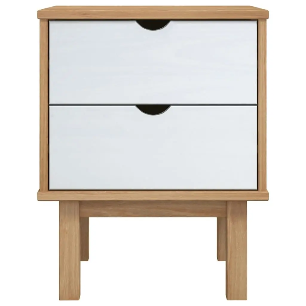 Bedside Cabinet OTTA Brown&White 45x39x57cm Solid Wood Pine 348578