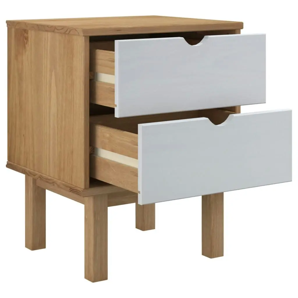 Bedside Cabinet OTTA Brown&White 45x39x57cm Solid Wood Pine 348578