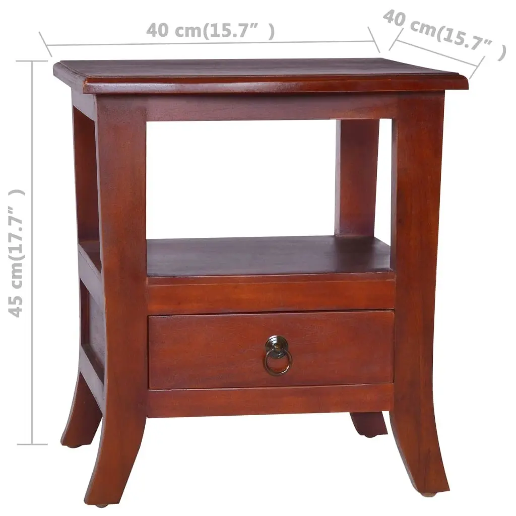 Bedside Cabinet Classical Brown Solid Mahogany Wood 288862