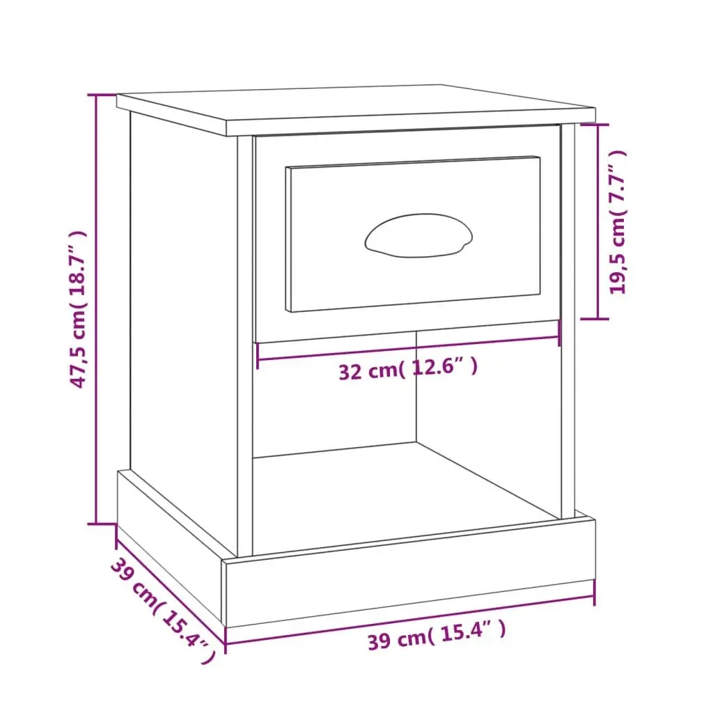 Bedside Cabinet Concrete Grey 39x39x47.5 cm Engineered Wood 816136