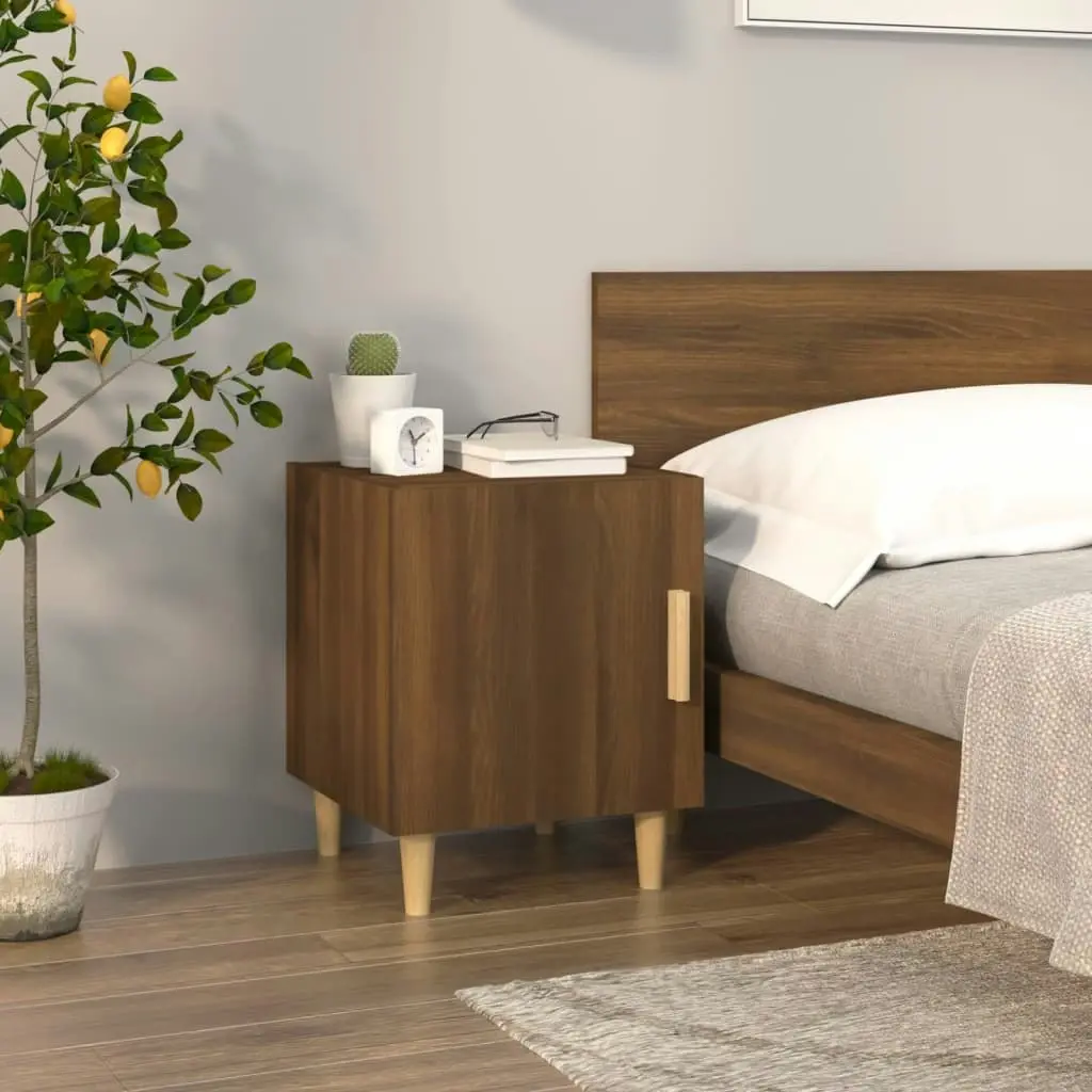 Bedside Cabinet Brown Oak Engineered Wood 817313