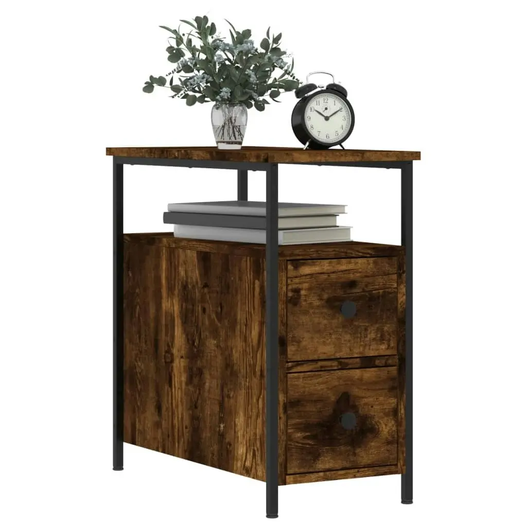 Bedside Cabinet Smoked Oak 30x60x60 cm Engineered Wood 826067