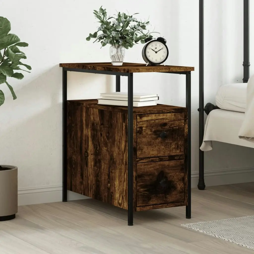 Bedside Cabinet Smoked Oak 30x60x60 cm Engineered Wood 826067